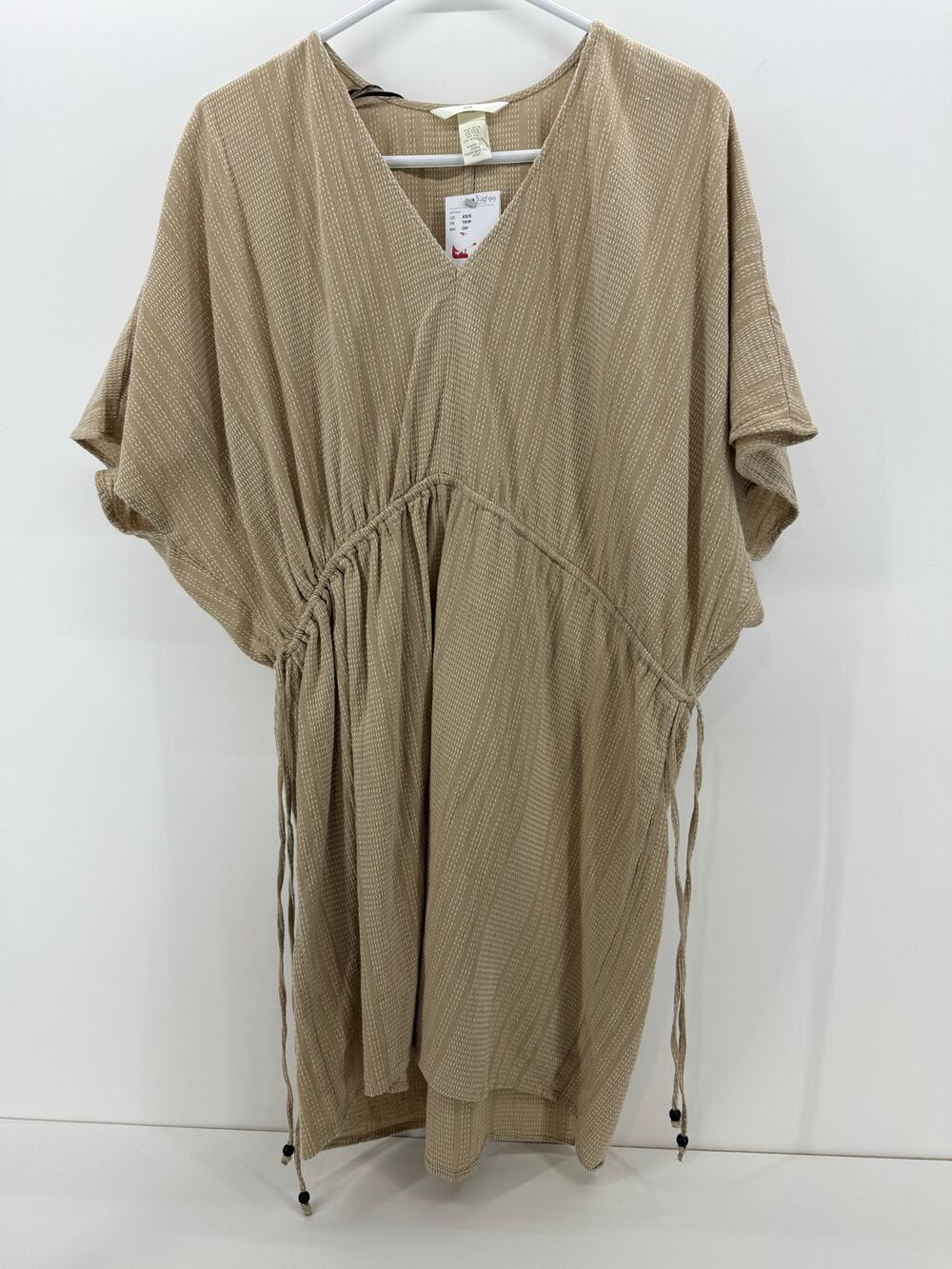 H&M Loose fit Beige Drawstring-detail dress NWT - size XS/S
